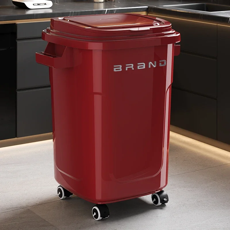 Large Capaci Kitchen Waste Bin with Wheels And Cover for Home And Commercial Use Easy to Move No Need to Bend Low
