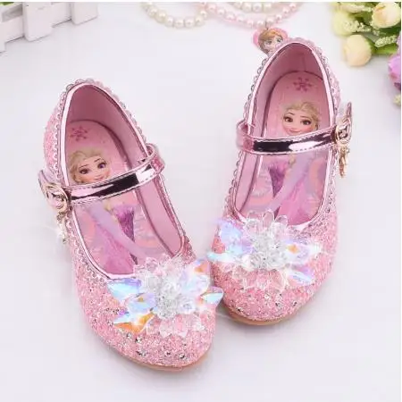 Disney new Elsa Shoes For Girls Cartoon Leather Children Shoes Princess Kids Shoes Girl Sandals Dress Snow Queen Sandal