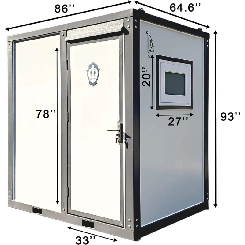Portable Toilet with Shower Mobile Bathroom Unit with Toilet Sink Ventilation All-in-One Outdoor Facility for Camping and Remote