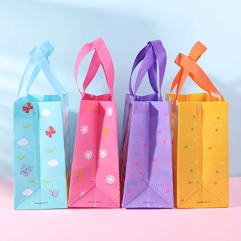 4Pcs Easter Gift Bag Colorful Easter Egg Rabbit Bunny Non-Woven Snacks Gifts Packing Bags Kids Birthday Party Easter Decorations