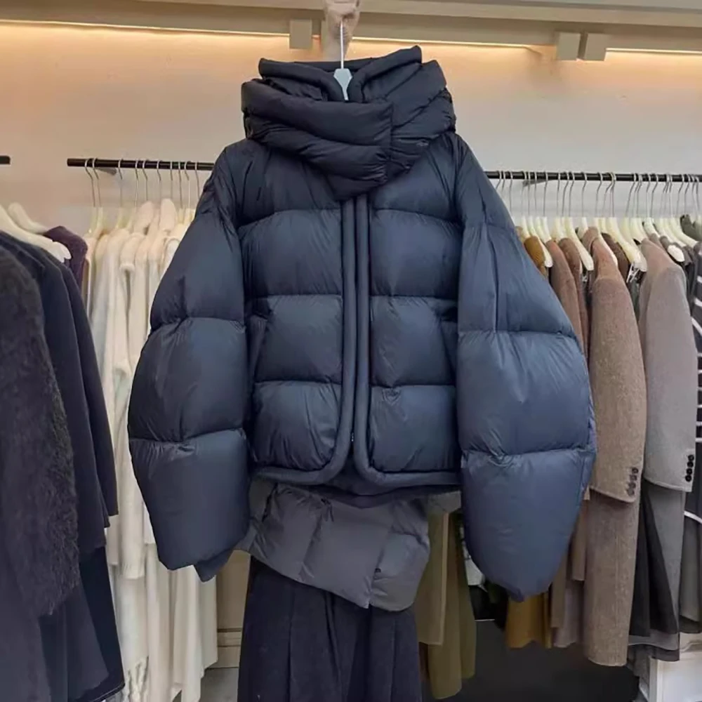 Giacche corte in cotone da donna Colletto rialzato invernale Cappotti in cotone con cappuccio Cappotto caldo spesso stile coreano 2025 Nuovo parka da neve