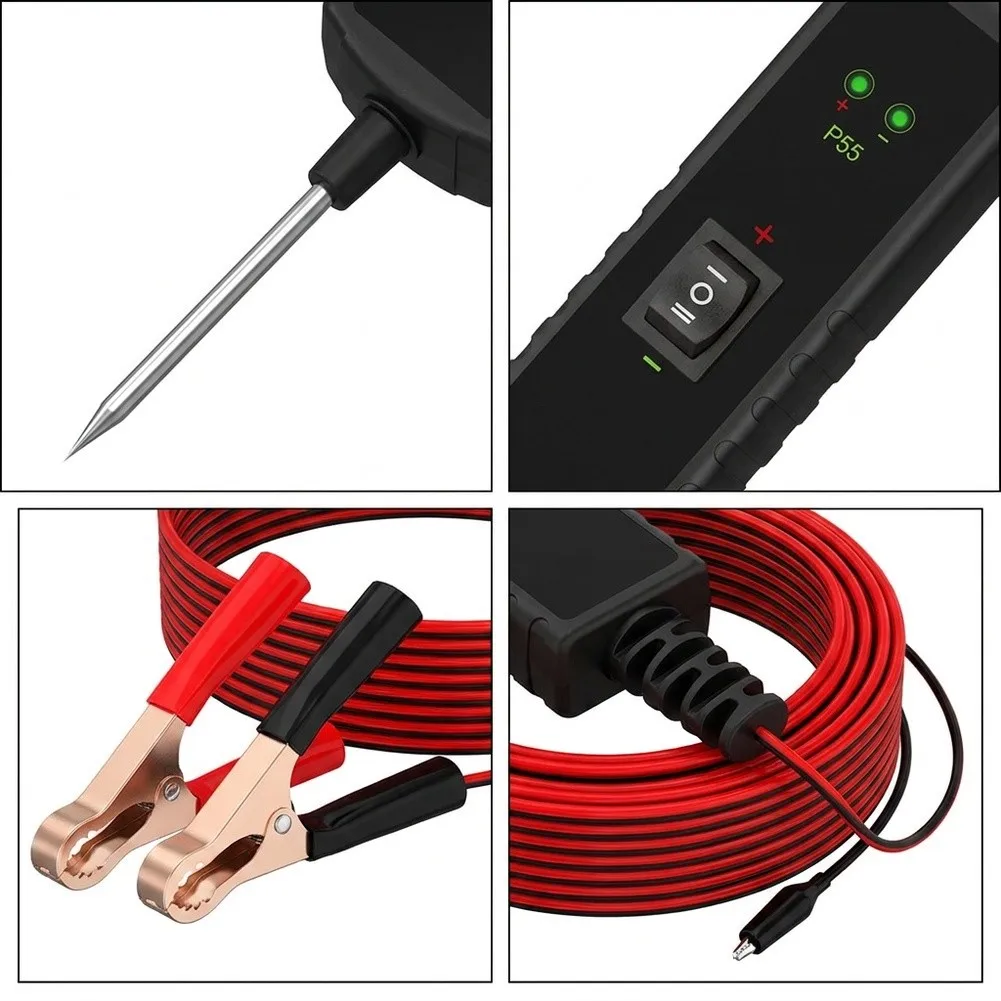 for P55 Portable Automotive Circuit Tester Short Circuit Locator 12V 24V Compatibility Flashlight Continuity Grounding Tool
