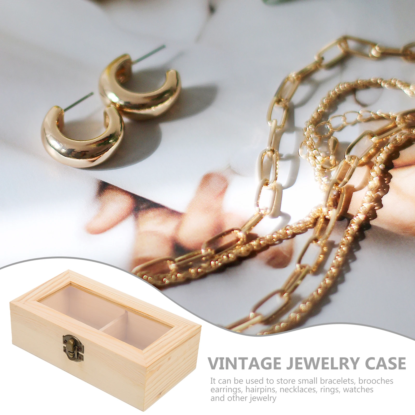 

С крышкой шкатулка для драгоценностей Miss Vintage контейнеры деревянный органайзер чехол для хранения сережек