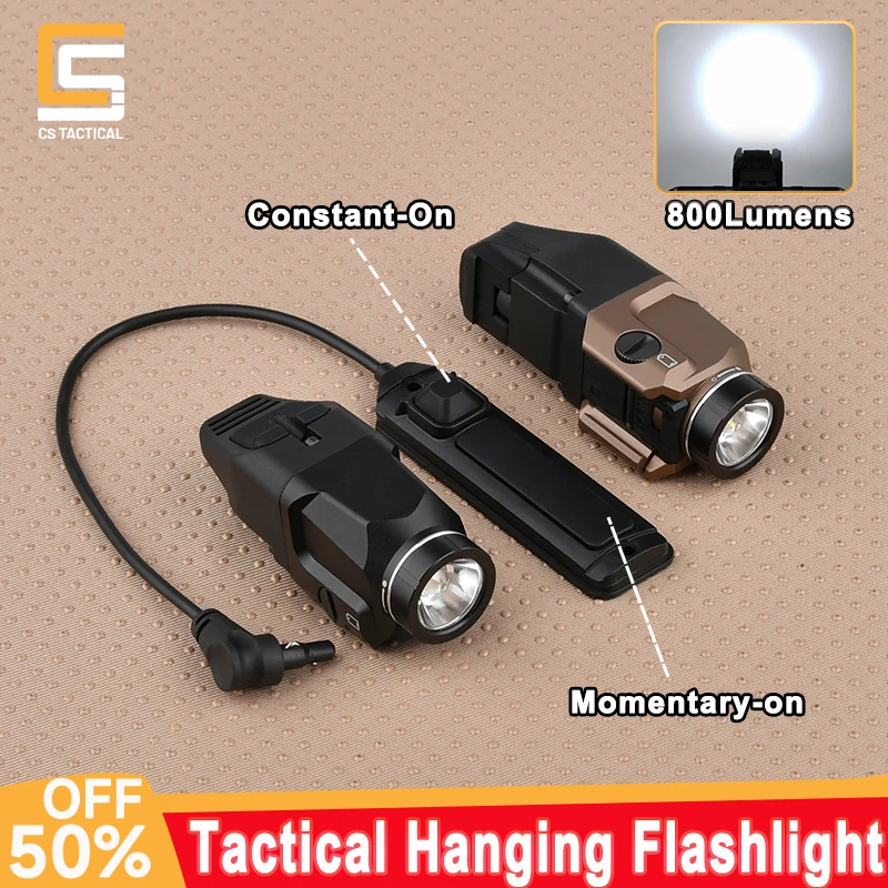 

WADSN Tactical Metal Flashlight 800lumens Hight Power White Strobe Light LED Hunting Weapon Scout Lamp With Dual Function Switch