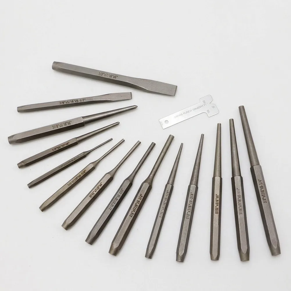 16-Piece Punch and Chisel Set Featuring Uniform Heat Treatment and Canvas Roll for Repeatable Operational Results
