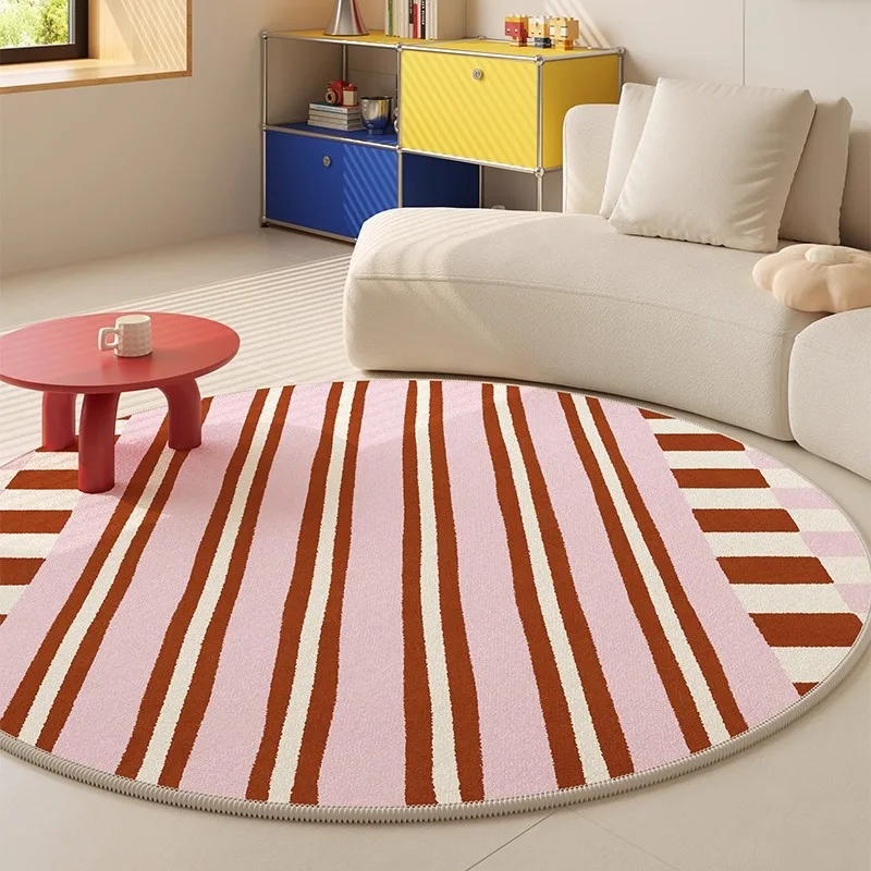Round Living Room Rug Carpet Creative Geometric Pattern Bedroom Rug Large-area Modern Minimalism Home Decor Coffee Table Mat 러그