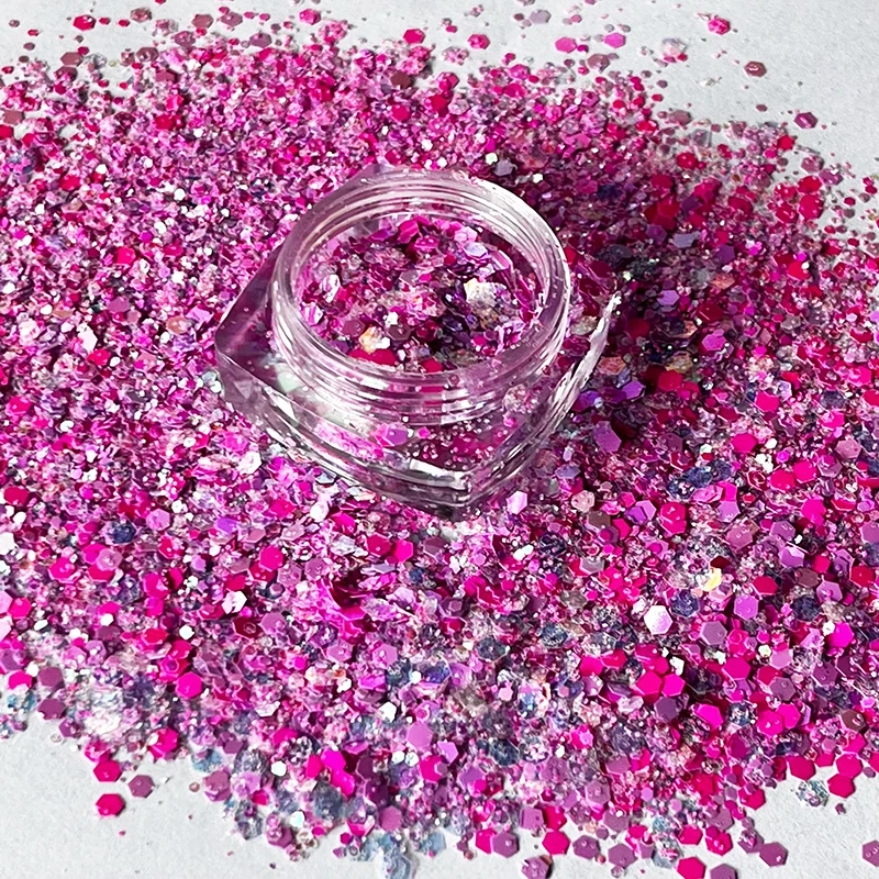 50g Pink Glitter Fairy Purple Sparkle Hexagon Mermaid Eye Face Crafts Mermaid Nail Art Tumbler Cup Shiny Sequins