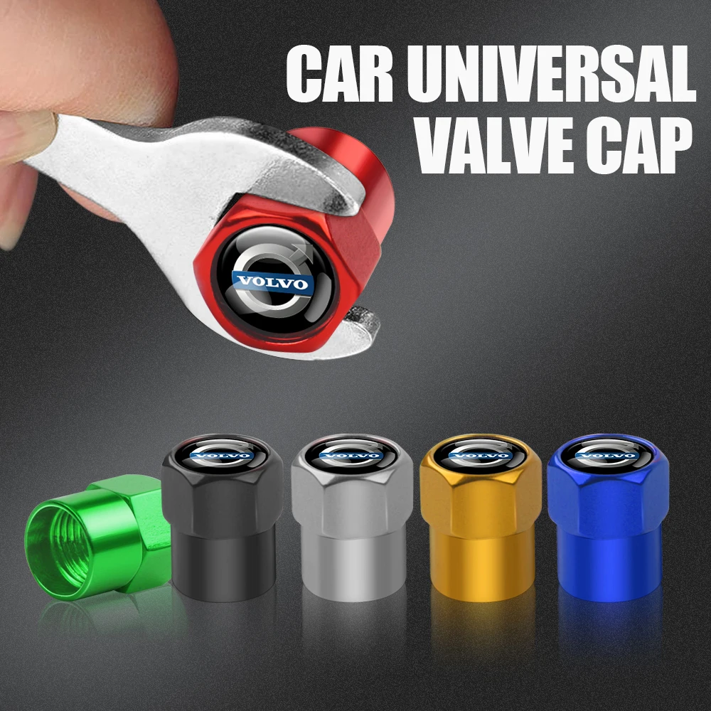 ﻿4Pcs Car Valve Cap Wheel Tire Tyre Stem Covers Universal For Volvo RDESIGN T6 AWD S40 S60 S90 XC40 Cap Decor Airdust Waterproof