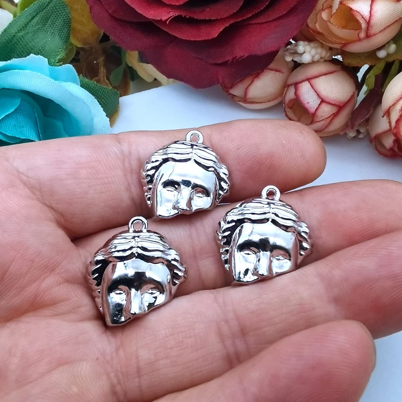 ApeUr 10 قطعة/الحزمة رجل ناقص رئيس صورة الفن المينا المعادن Charms القرط سوار DIY بها بنفسك قلادة صنع المجوهرات شيك المعلقات