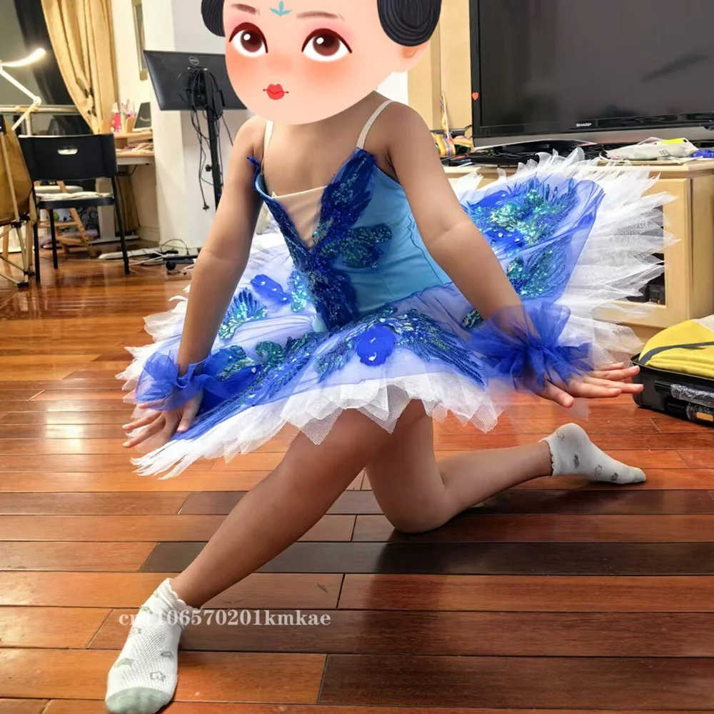 Ballet Tutu White Blue Swan Lake Pancake Tutu Ballerina Party Dance Costumes Ballet Dress Girls Women Adult Kids Professional