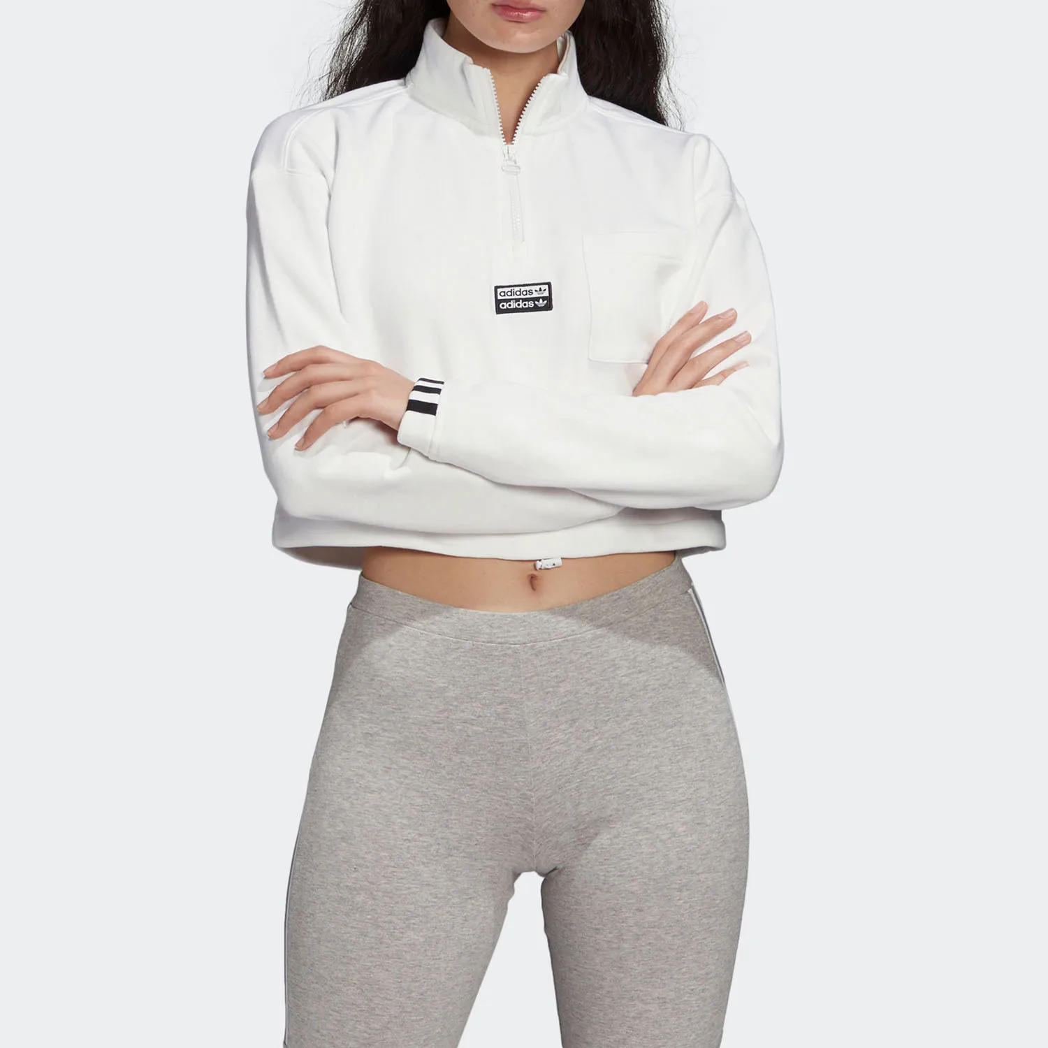 

Adidas Official Authentic Three Stripes Women's Cropped Hoodie FM2505