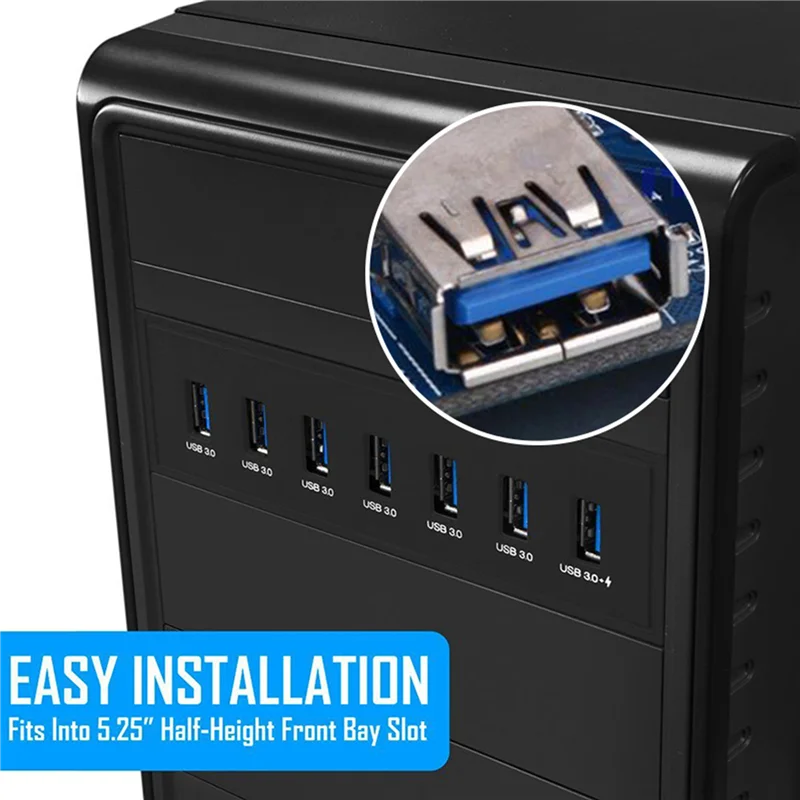 

2X 7 Port USB 3.0 Hub 5Gbs 5.25Inch CD-ROM Drive Bay CD ROM Front Panel For Computer Case