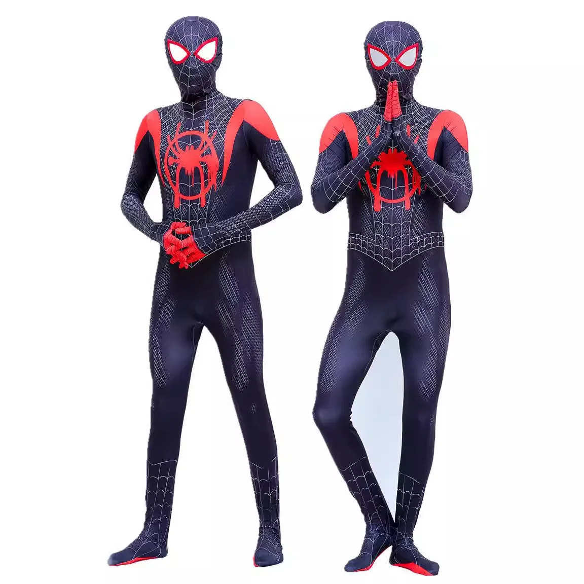 Costumes de Spiderman pour enfants et adultes, costume de batterie, lanceur Zentai, Miles, héros souriant, combinaison cosplay Spiderman, olympiques d'Halloween pour enfants