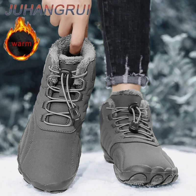 Snow Boots Winter Men's Shoes Barefoot Ankle Boots Unisex Snow Sneakers Outdoor Hiking Shoes Fur Warm Plush Women Boot Anti Slip