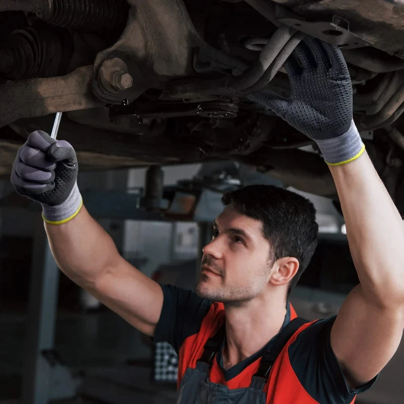 Micro-Foam Nitrile Coated Safety Work Gloves Non-Slip Grip Seamless Knit Work Gloves for Men Mechanic Auto Construction Gloves