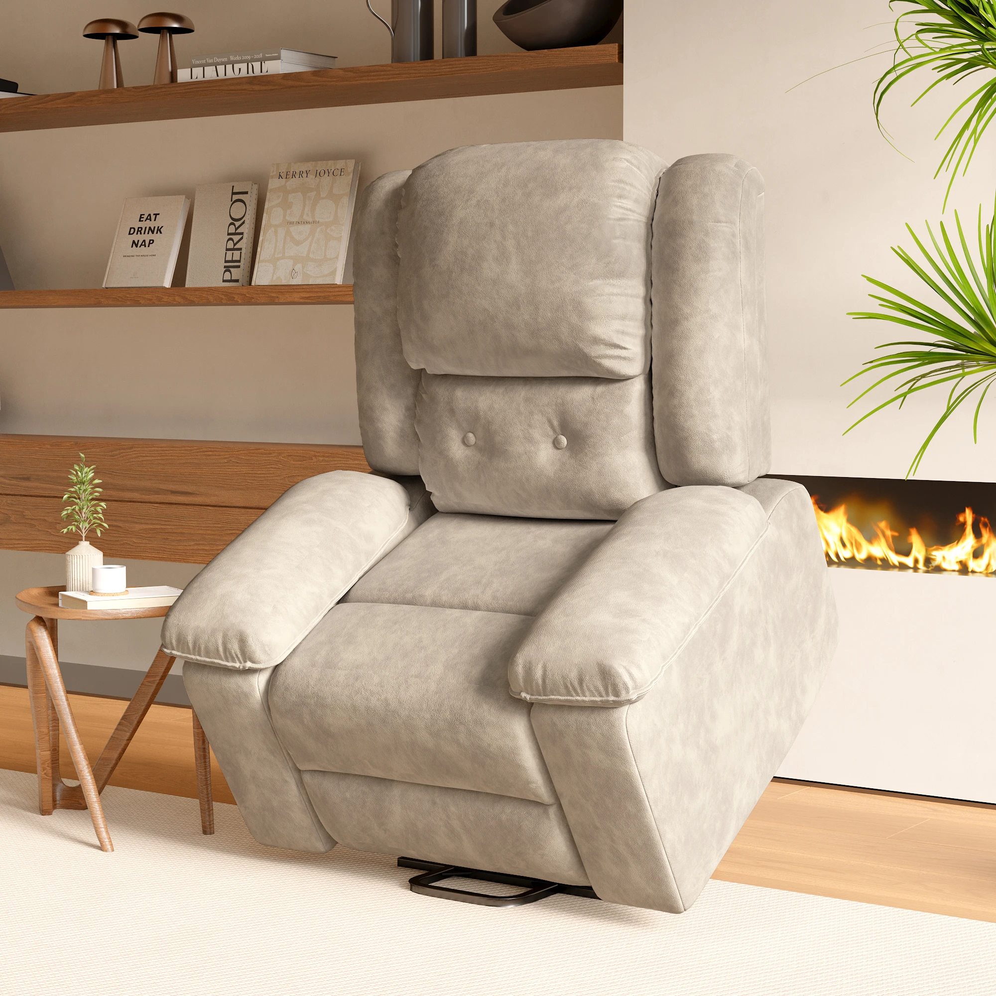 Comanlai Elektrischer Relaxsessel mit 8-Punkt-Massage, Heizfunktion, verstellbarer Fußstütze und Seitentaschen für entspanntes Wohnen im Wohnzimmer