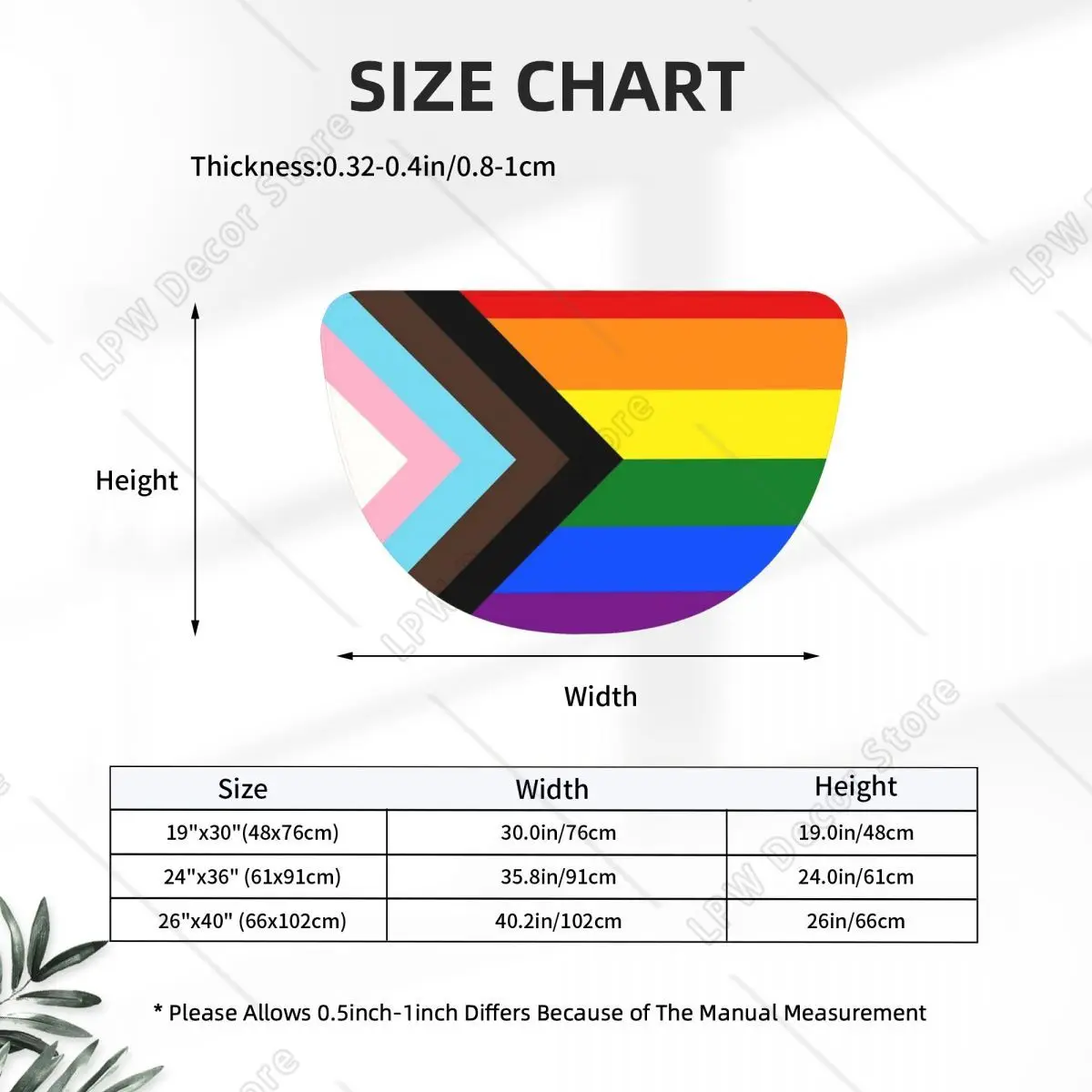 Progress Pride Flag Soft Flannel Half Round Doormat Non Slip Bathroom Mat Absorbent Floor Carpet for Laundry Room Bathroom