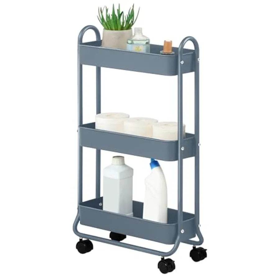 

Slim Rolling Storage Cart, 3 Tier Bathroom Storage Organizer Bathroom, Laundry Utility Cart