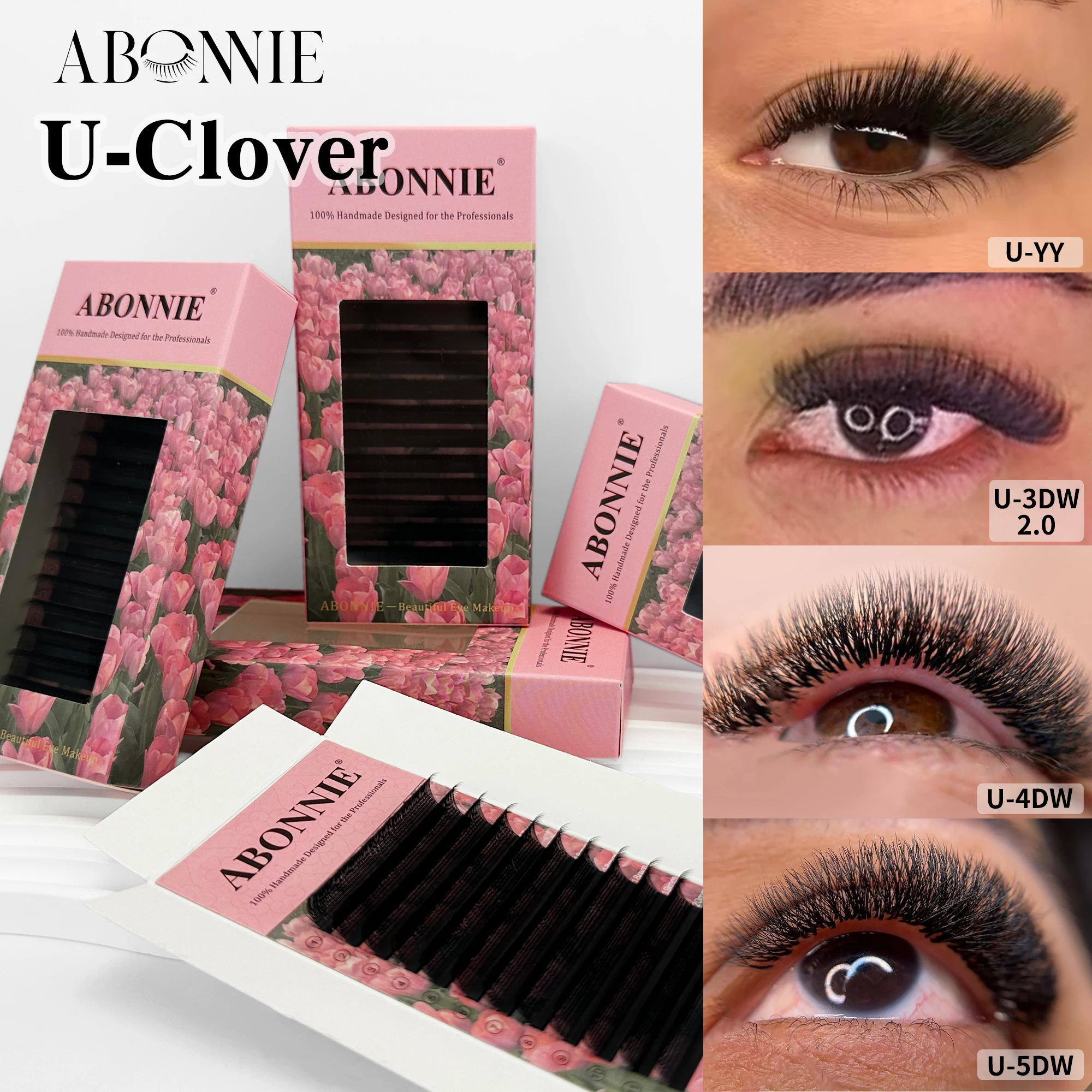 

Abonnie Fio U 4D Pre made U Clover Narrow W Fan Eyelash Extensions Cilios U Fluffy Eyelashes