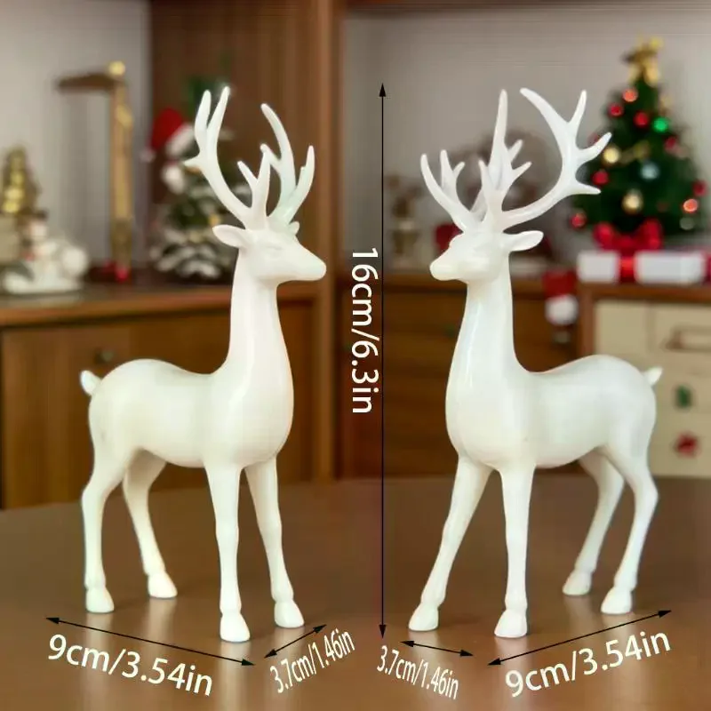 1 Peça de Ornamento de Mesa Rústico, Decoração de Rena de Natal para Casa, Estátua Pequena de Rena para Decoração de Natal