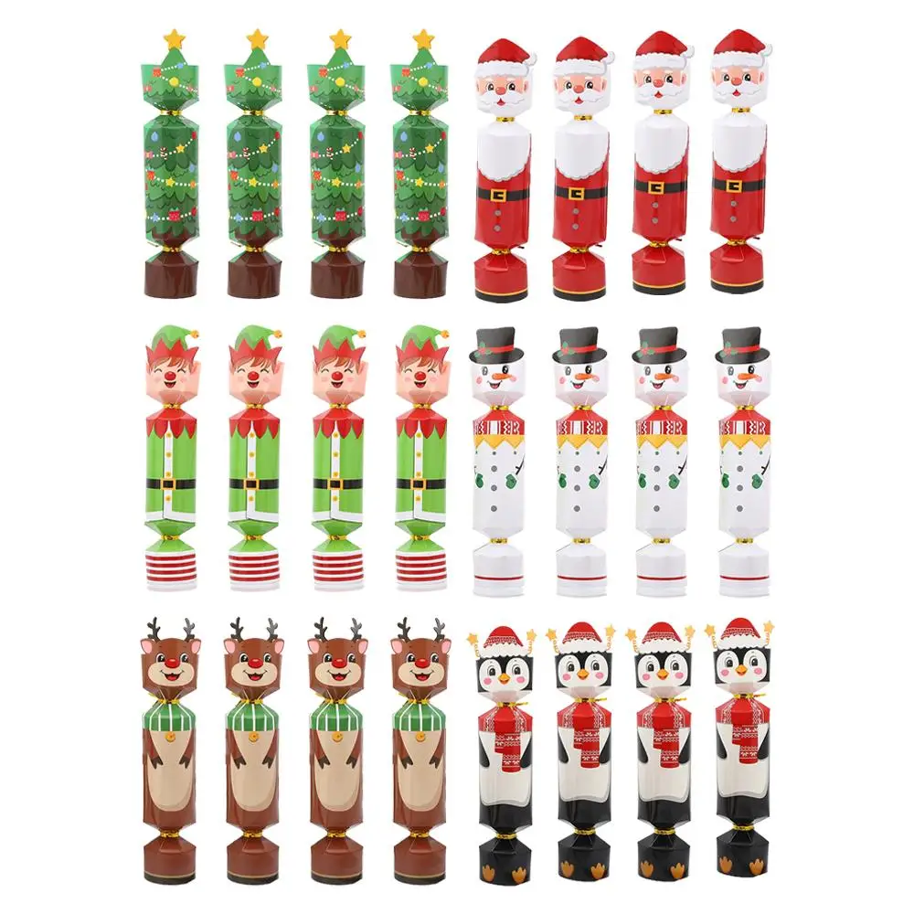 24 Uds. De recuerdos navideños sin broche para mesa de fiesta, cajas de galletas DIY para adultos y niños, decoraciones para cena, juegos de vacaciones en inglés británico