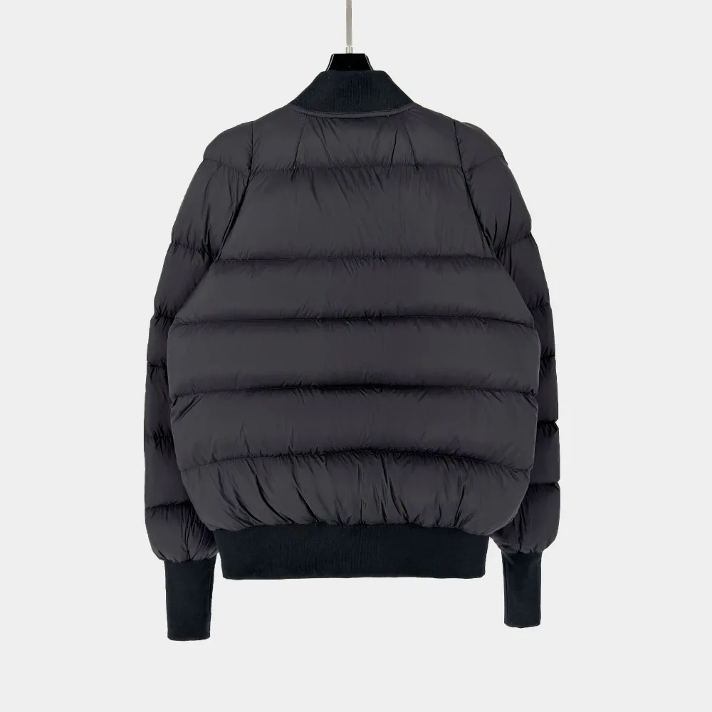 High Street RO Goose Down Jacket Autumn and Winter Women's New Black Lightweight Nylon Design Dark Style Down Flight Jacket