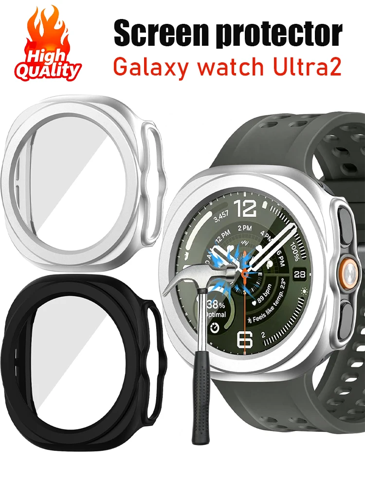Защитная пленка для Samsung Galaxy Watch Ultra2 47 мм, защитное закаленное стекло, жесткий пластиковый бампер, чехол для Galaxy Watch Ultra 2.