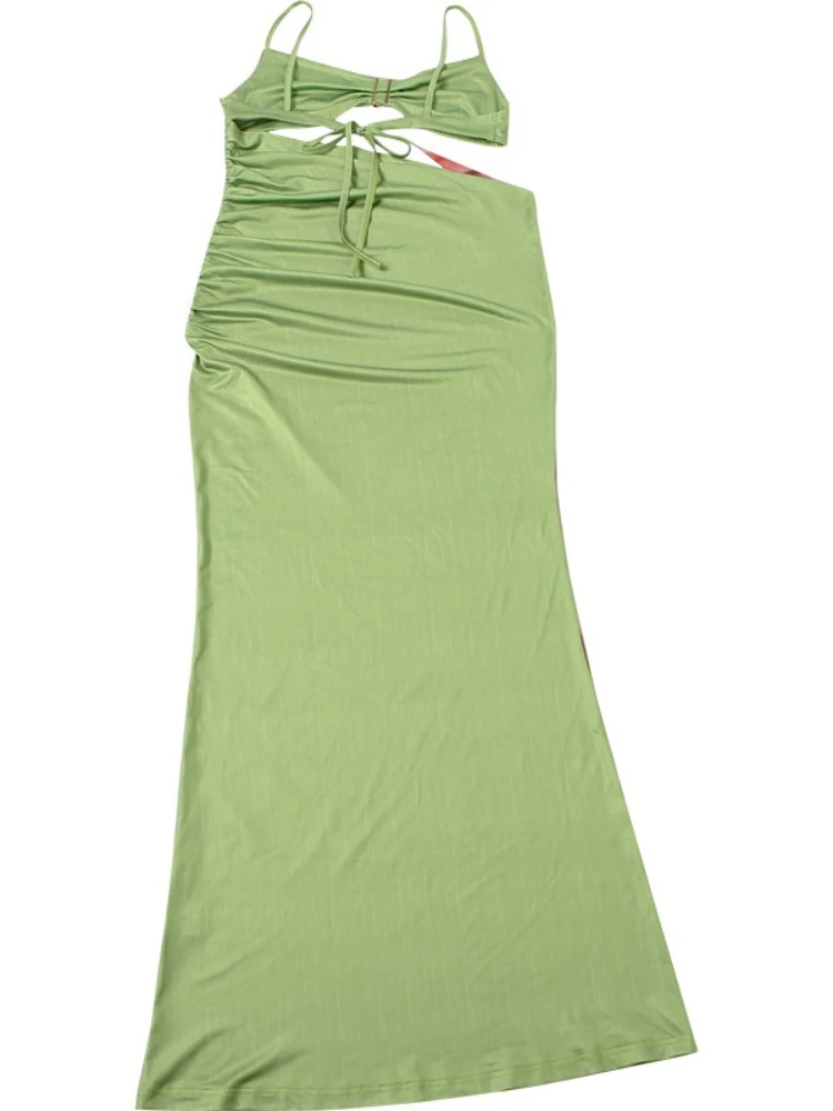 Foamlina 여성 2026년 신상 여름 플로럴 프린트 맥시 드레스 섹시한 스파게티 스트랩 민소매 컷아웃 슬림 홀리데이 비치 파티 드레스