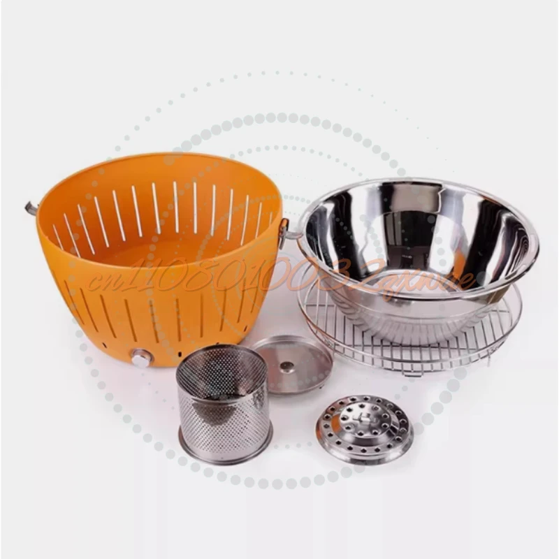 Portable BBQ Charcoal Grill, Household Lotus Grill, with Internal Fan, Smokeless and Anti-scalding Grill