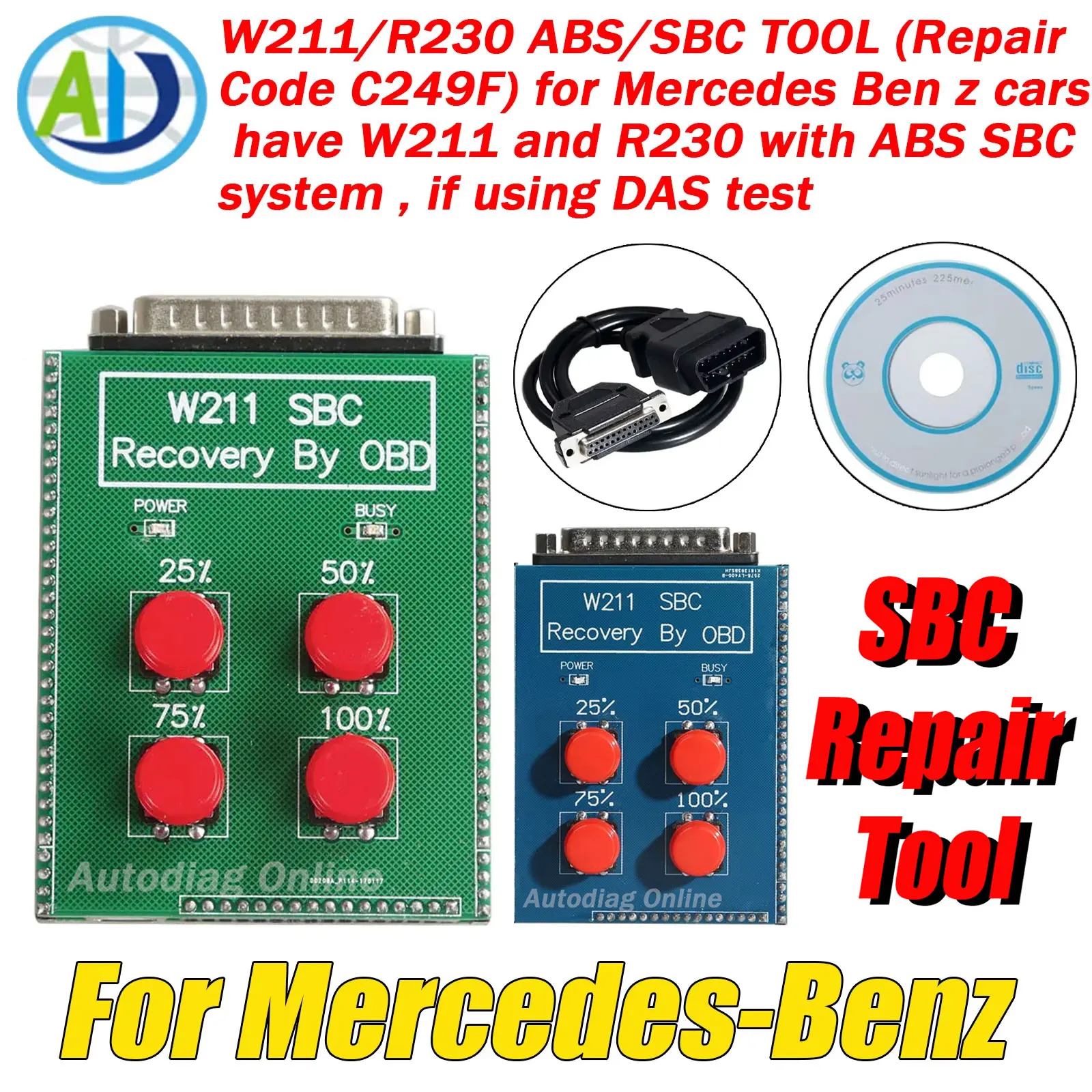 

For Mercedes-Benz SBC Repair Tool OBD2 Reocvery Tool C249F SBC ABS W211 R230 Recovery by OBD Directly W211 SBC Reset Tool Kit