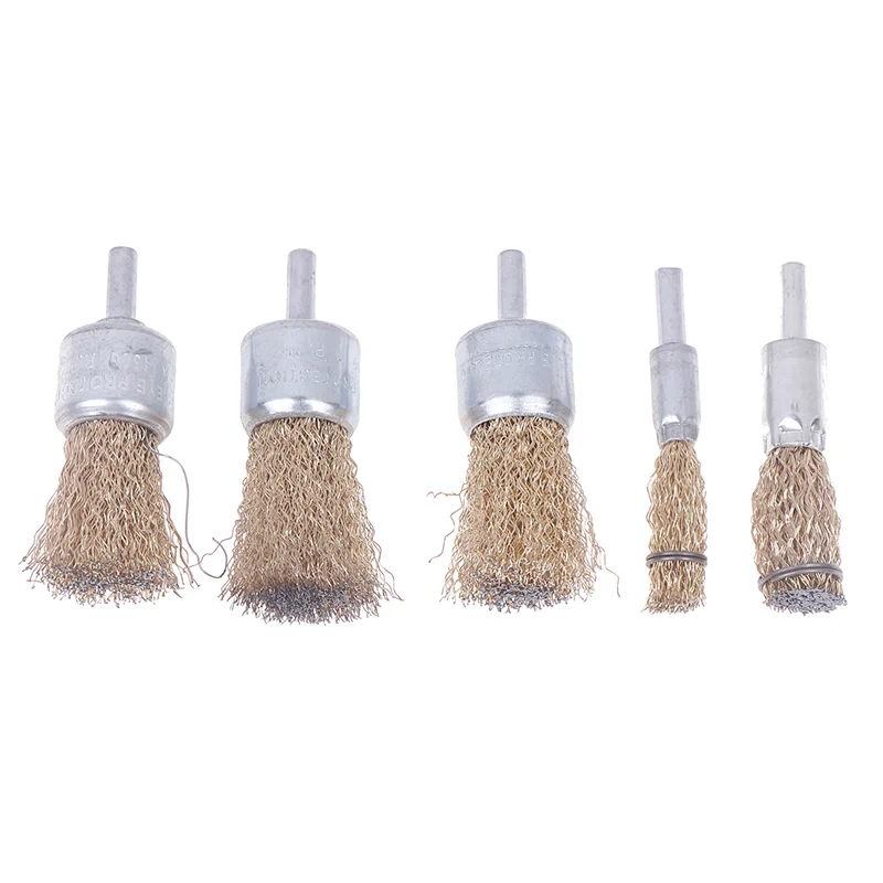 3/5 pezzi tipo penna spazzola in filo di acciaio 5 pezzi trapano elettrico ruota in filo di acciaio con asta per lucidatura e rimozione della ruggine accesso all'utensile per trapano elettrico