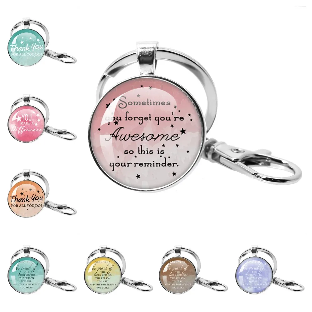 Sometimes You Forget You're Awesome So This Is Your Reminder 25MM Dome Glass Keychain Coworker Colleague Birthday Gift Keychain