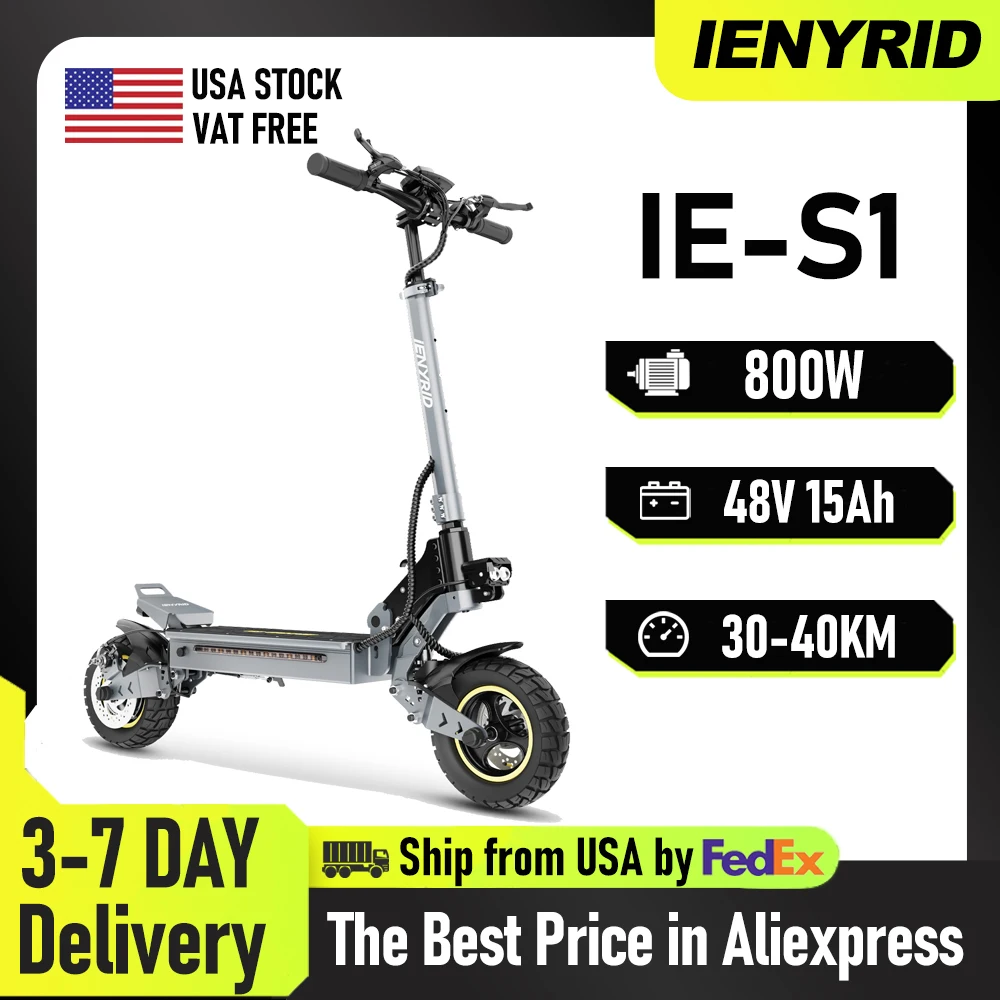 

IENYRID IE-S1 Foldable Electric Scooter 800W Motor 48V15AH Lithium Battery E-Scooter 10-inch Off-road Tires Foldable Scooters