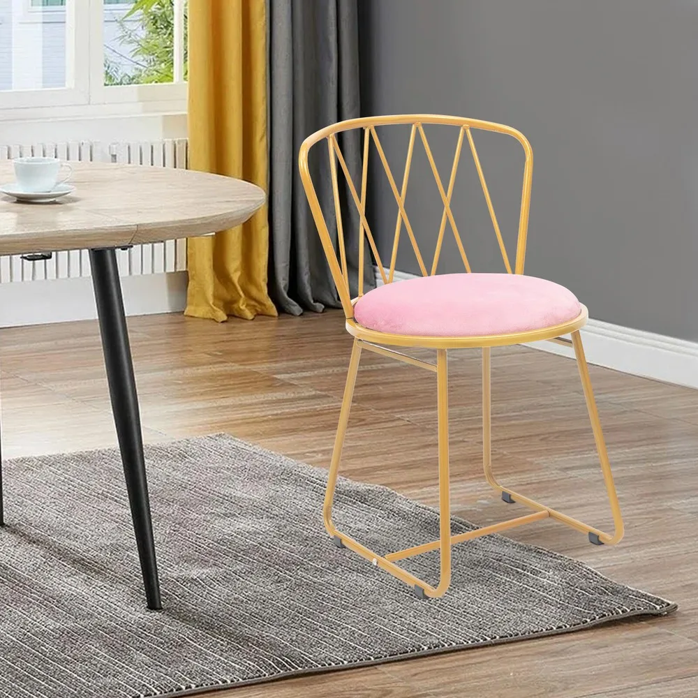 

Modern Dining Room Chair Makeup Chair with Cushion Velvet Cushion Metal Frame Seat