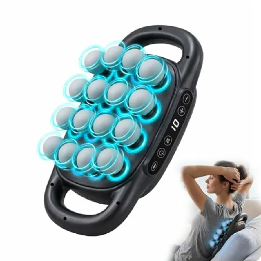 Professional full body massager for muscle recovery and back pain relief made of ABS plastic in black with red light therapy 9