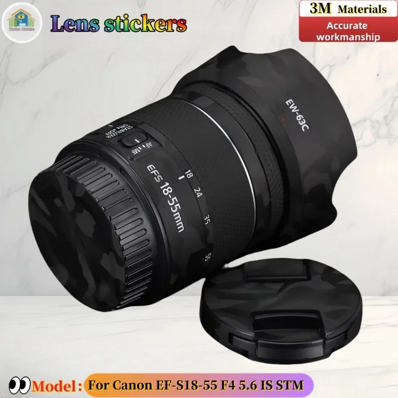 

EFS1855 For Canon EF-S18-55 F4 5.6 IS STM Camera lens sticker, DIY skin, Precision tailoring wear-resistant protective film