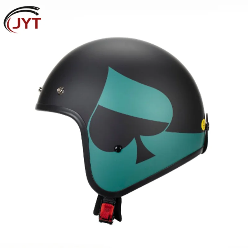 

Retro Classic Matte Black Peach Print 3/4 Open Face Motorcycle Helmet Quick Release Buckle Multiple Colors for Cruiser Scooter
