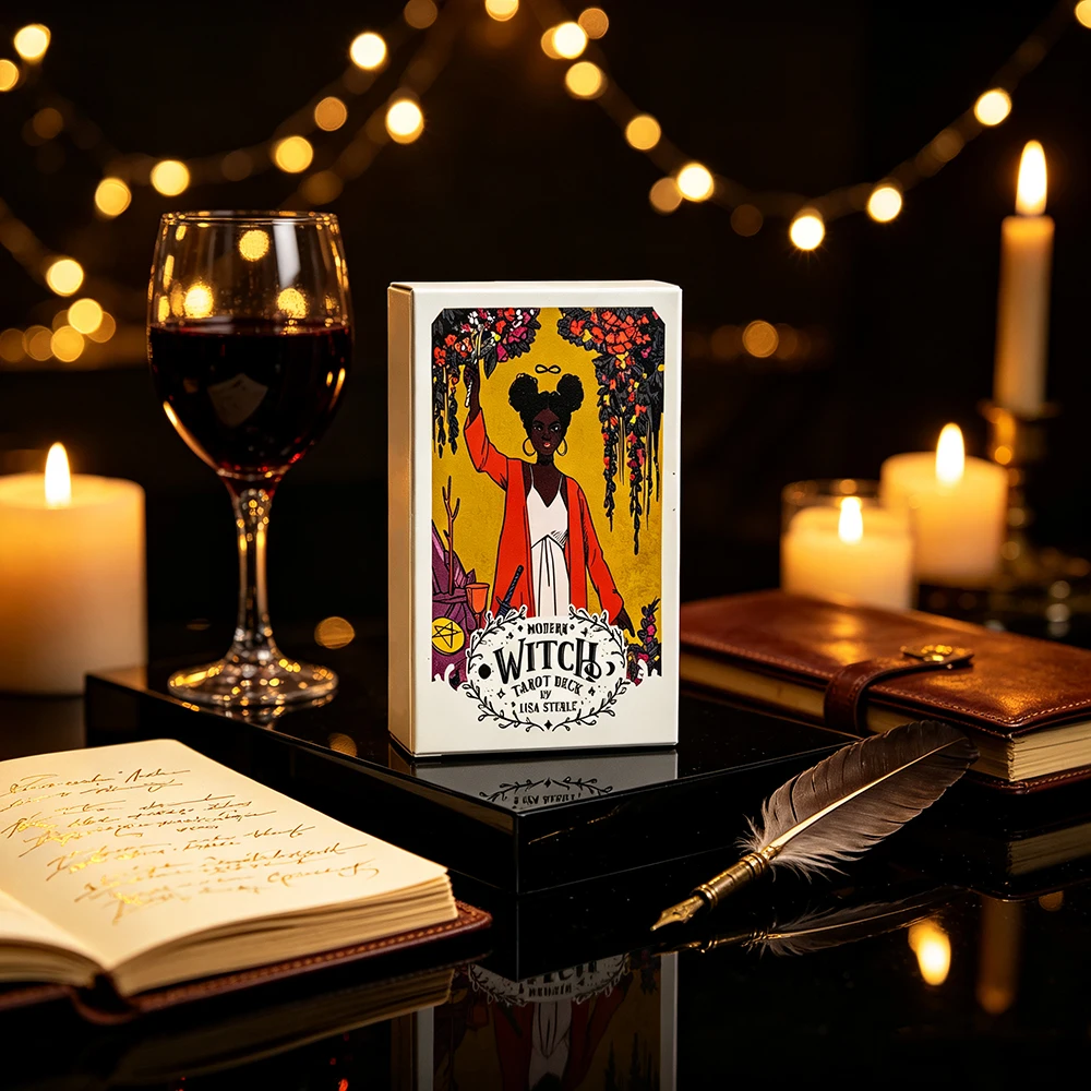 Modern Witch Tarot Deck 78 Cards English Version Divination Board Game Cards Game Spiritual Guidance Tarot Deck for Beginners
