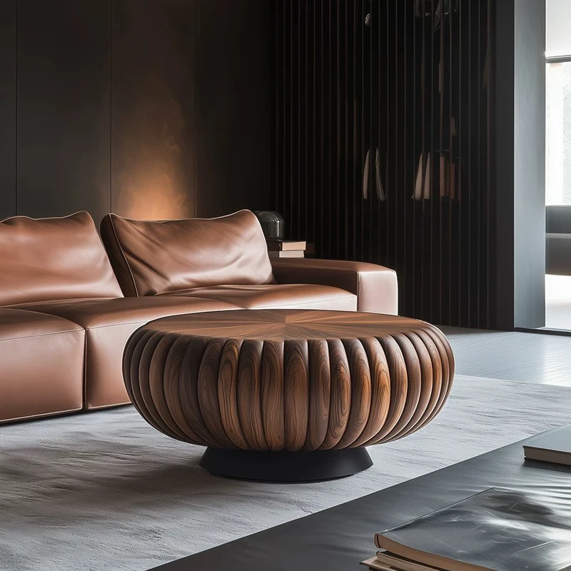

#Italian Designer Coffee Table High-end Simple & Creative Solid Walnut Wood For Home Living Room Modern Style