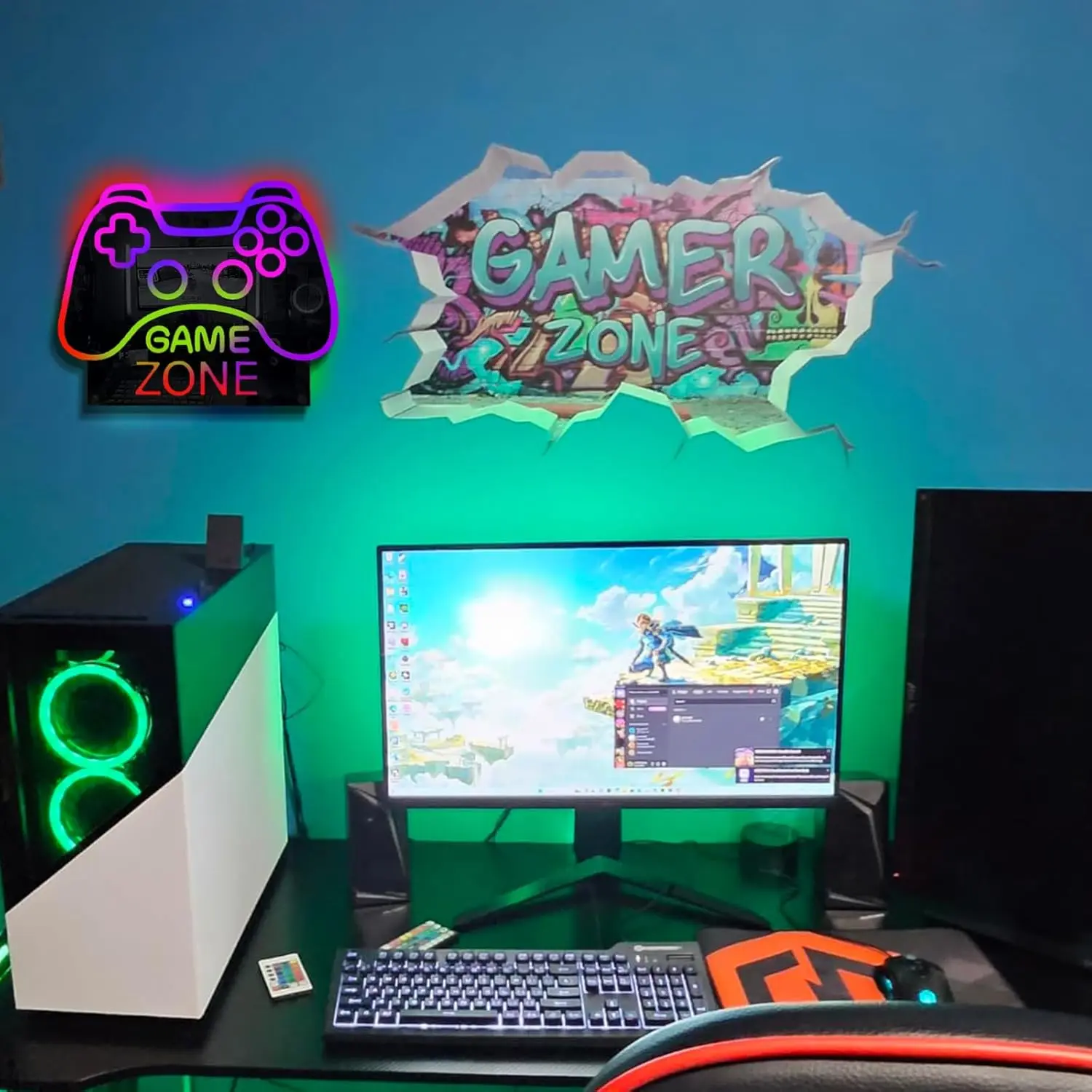 Insegna al neon con zona di gioco RGB Insegne luminose a specchio Decorazione da parete per sala giochi Home Party Pub Club Regali per bambini