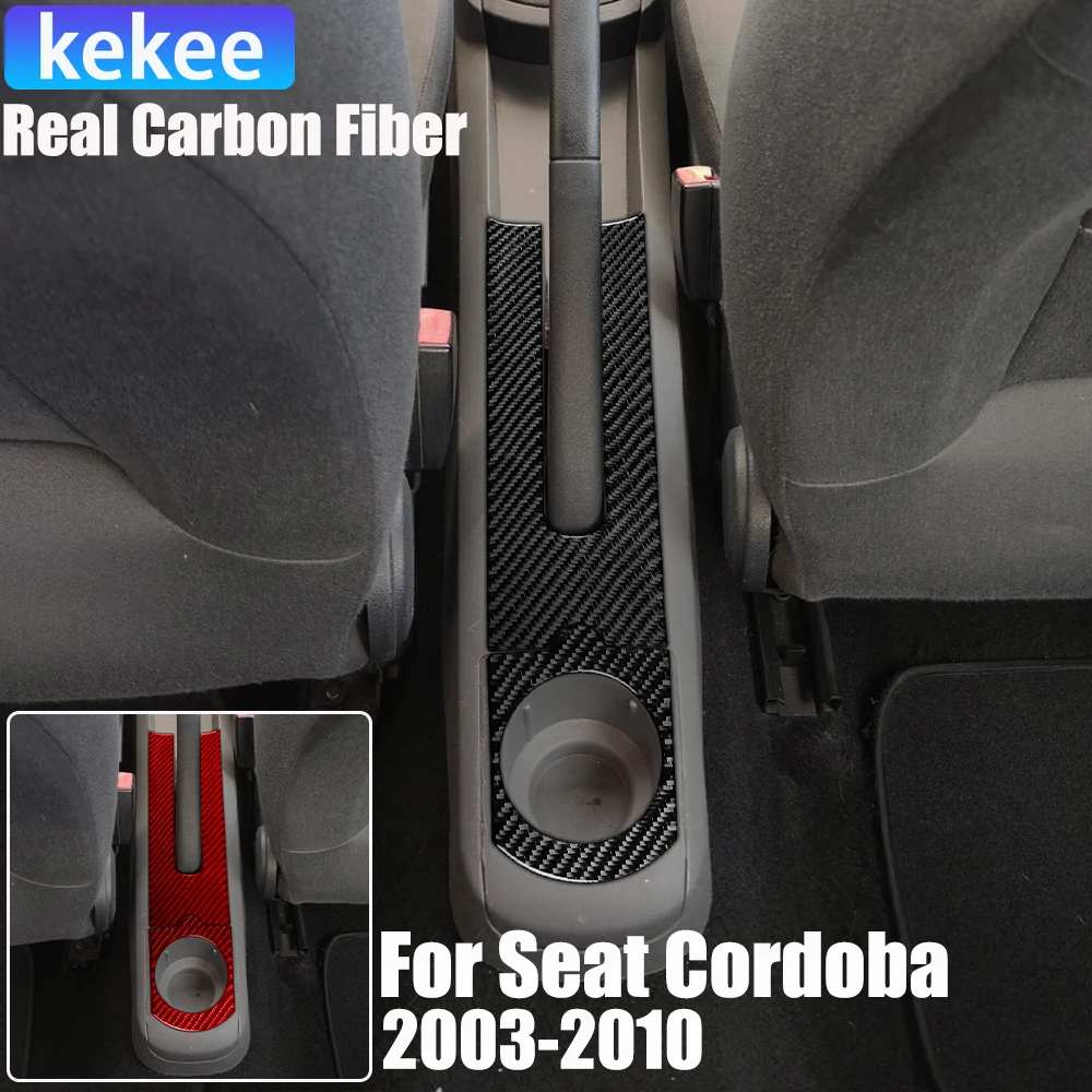 

Real Carbon Fiber Car Accessories Cup Holder Set Trim Cover Soft Sticker For Seat Cordoba 2003-2010 For Seat Ibiza 2003-2008