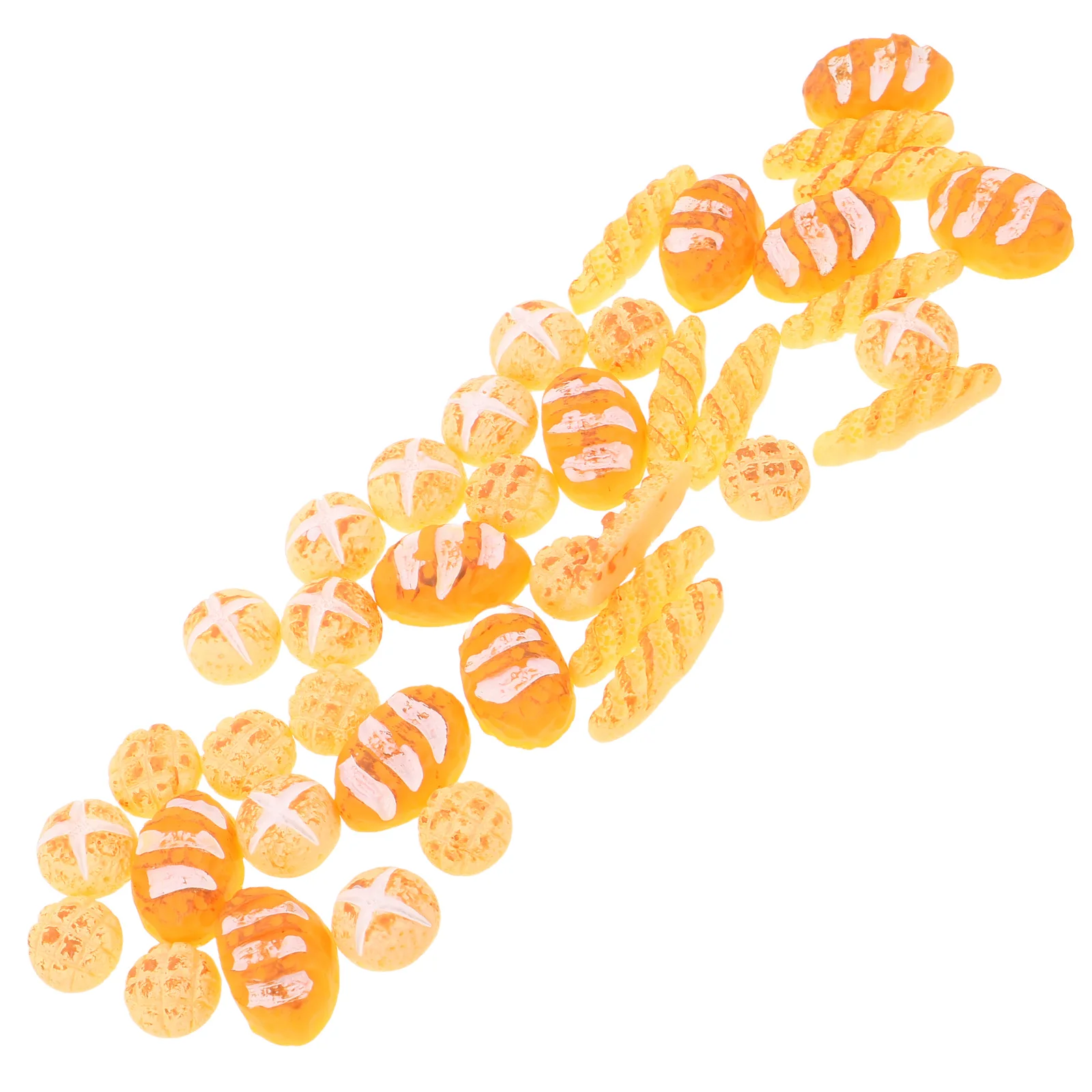 인형집용 미니 빵 50개: 사실적인 레진 음식 세트 인공 베이커리 장식 미니어처 주방 놀이 - 시뮬레이션 음식