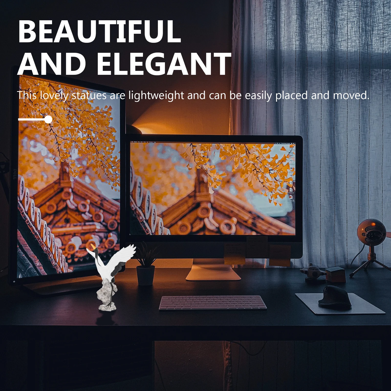 

1Pcs Ceramic Crane Ornament Fine Craftsmanship for Garden Bonsai Decor Home Interior Outdoor Landscape Decoration Mini Statue