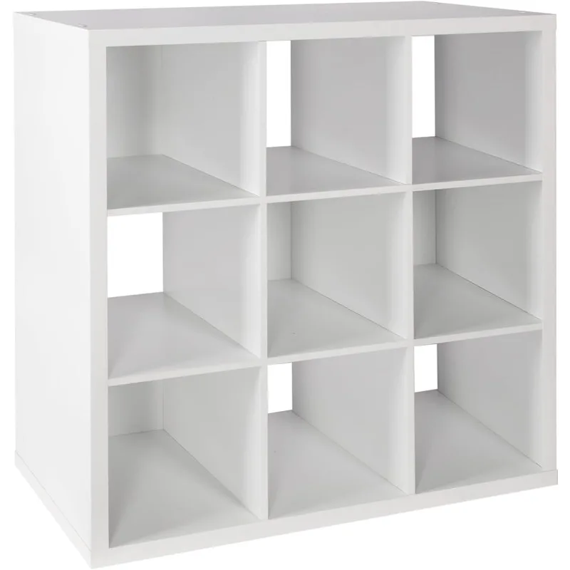 9 Cube Storage Shelf Organizer Open Bookshelf Floor Standing Wooden Display Shelf with Backplane, 13 x 13 x 15 Inch Cube