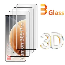 3Pcs 3D Tempered Glass For Tecno Camon 30s Pro Screen Protector Full Cover Film Glass