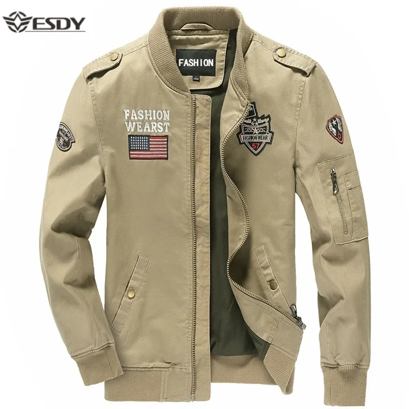 Tactical Jacket Men Spring Autumn Cotton Outerwear Windproof Men American Vintage Jackets Coats Male Cargo Flight Coats