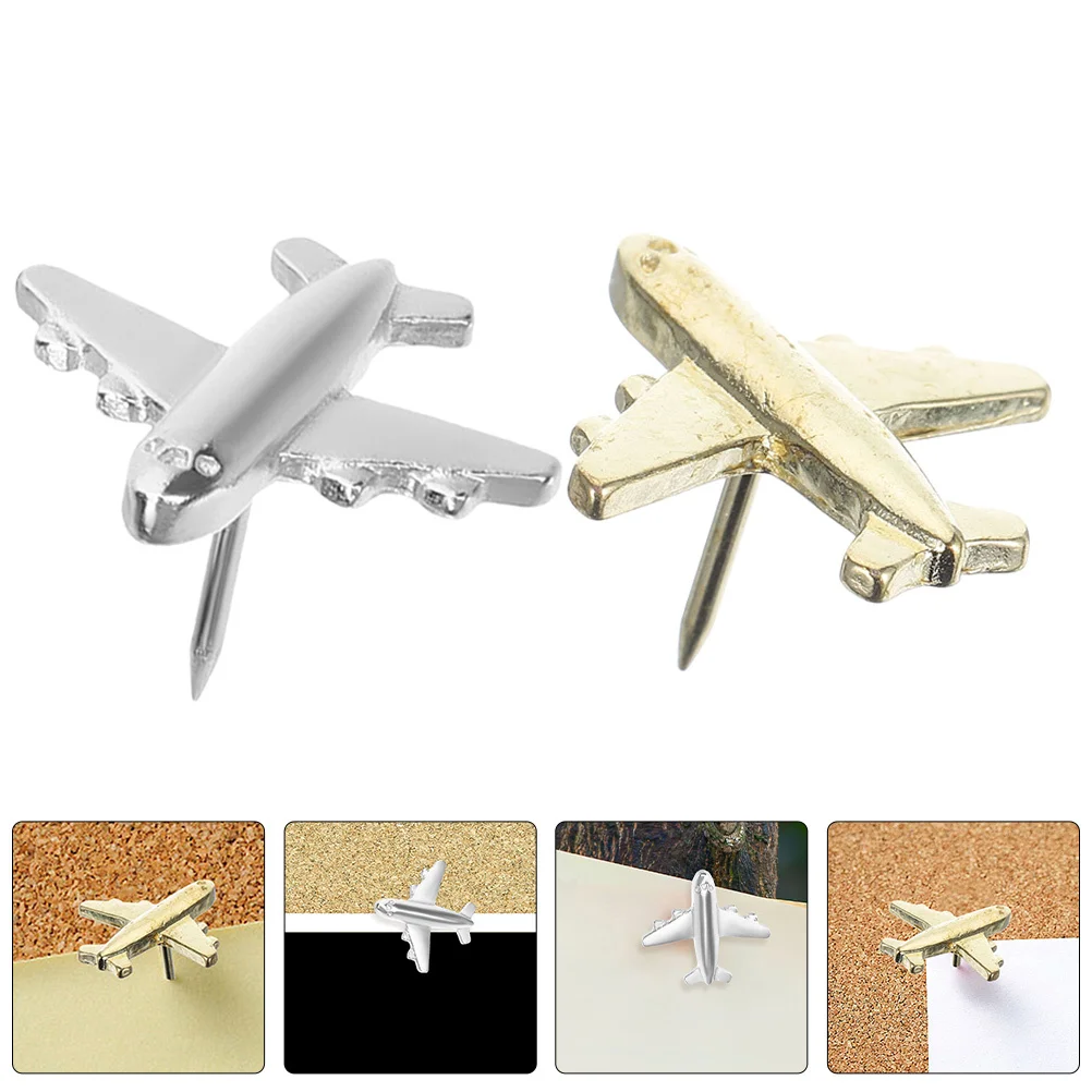 24 قطعة طائرة معدنية دبابيس ضغط الإبهام الزخرفية للوحة الإعلانات لوحة الفلين خريطة مكتب المدرسة ديكور المنزل