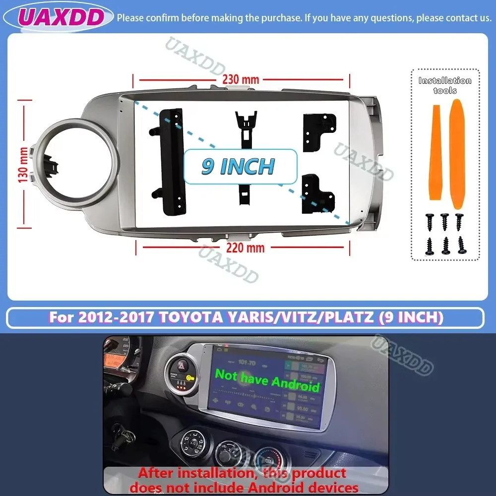 For 2012-2017 TOYOTA YARIS VITZ PLATZ 9INCH 2 Din Car Interior Android Frame Kit Panel Center Cable Harness Adapter Canbus Box view 2