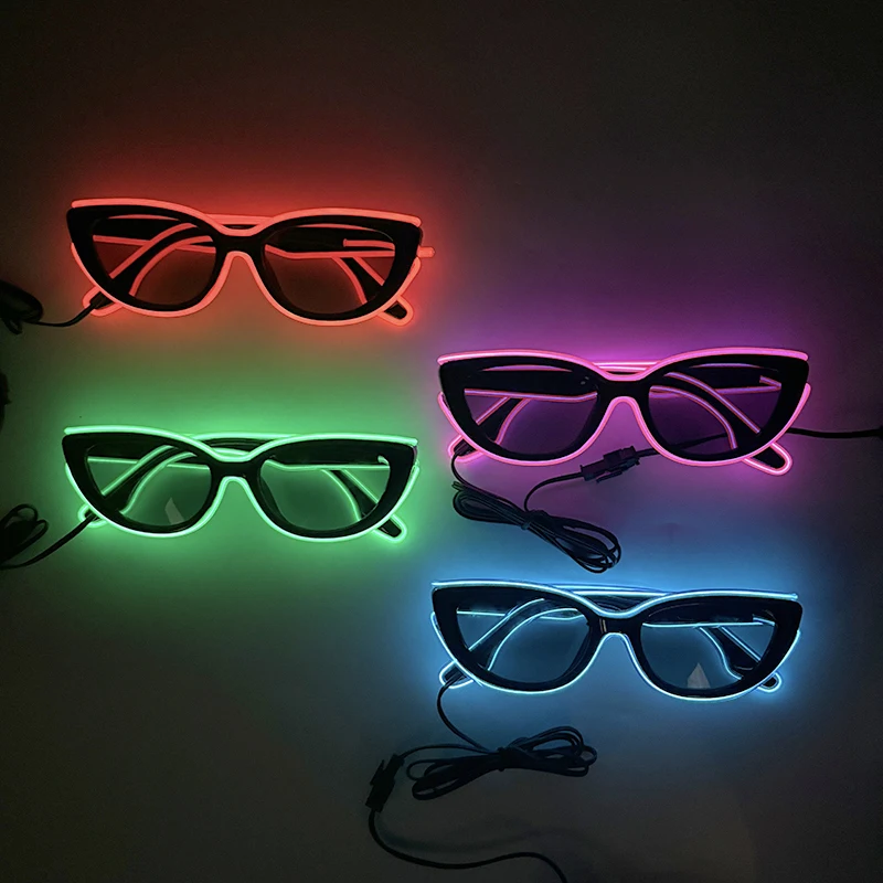 Cool Retro glowing Cat Eye Sunglasses Women fashion Sunglasses led light up Sunglasses for nightclub party music festival props