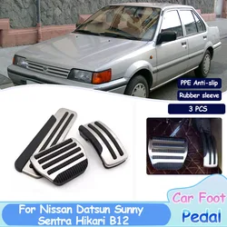 For Nissan Datsun Sunny Sentra Hikari B12 Car Foot Pedals Stainless Steel Pad Fuel Brake Non-slip No Drilling Alloy Auto Covers